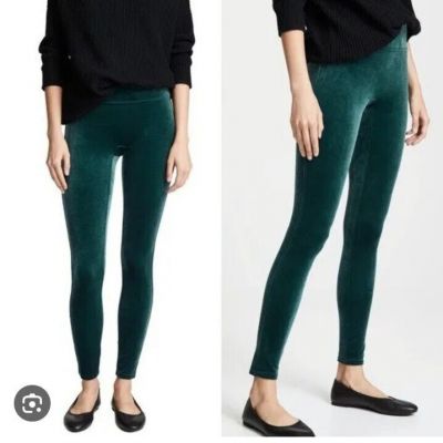 SPANX LUXE Malachite?Green Emerald Teal Velvet High Rise Shaping Leggings Sz L